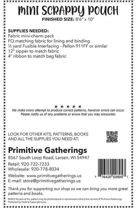 Mini Charm Mini Scrappy Pouch Pattern by Primitive Gatherings