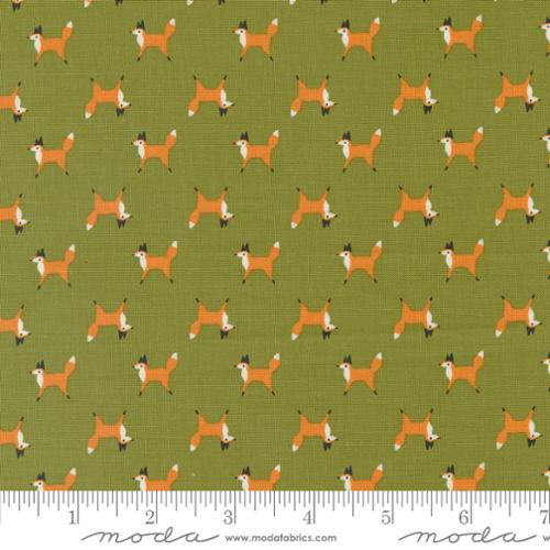 Woodland Wonder Fern Green with Foxes 48394 19 Cotton Fabric by Moda *