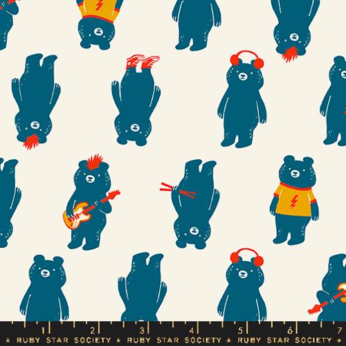 Teddy and the Bears Buttercream RS2103 Cotton Fabric by Ruby Star for Moda