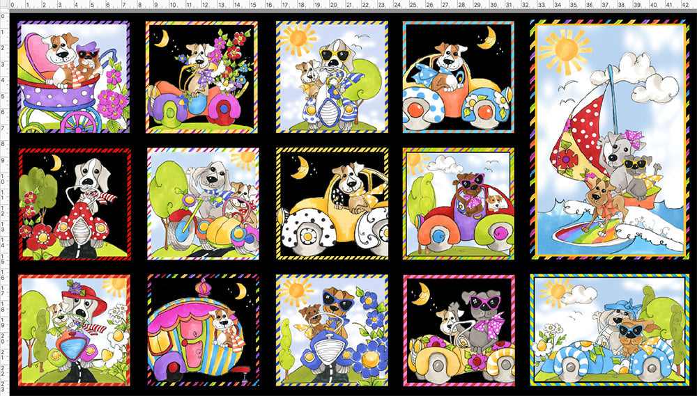 Go Doggie Black Fabric Panel