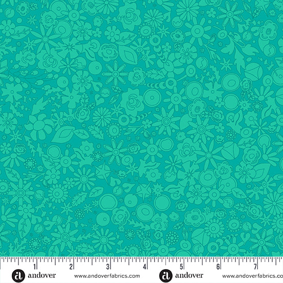 2024 Sun Print Teal Cotton Fabric by Allison Glass for Andover Fabrics