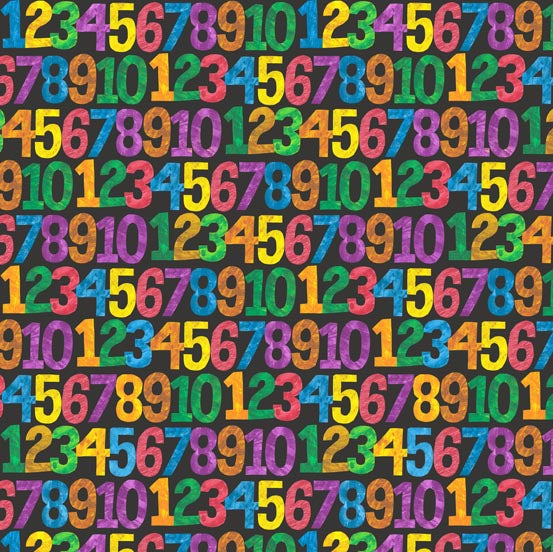 Numbers with Black Background Cotton Fabric from A Very Hungry Caterpillar Collection by Eric Carle *
