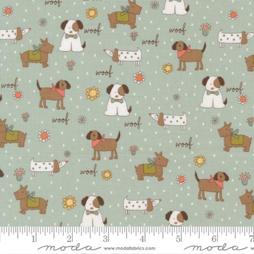 Lucky Puppy Parade Sky 55700 12 Cotton Fabric