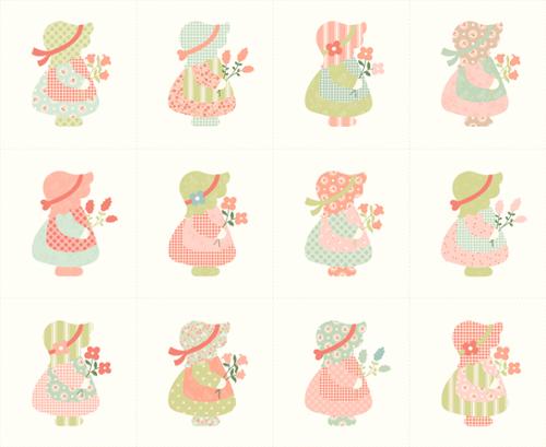 Sunbonnet Porcelain Fabric Panel #100