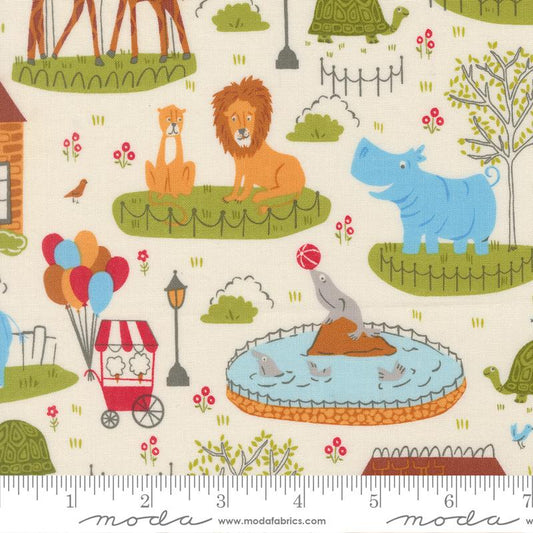 Animal Park Fun Dove Zoo Animals Cotton Fabric