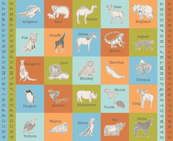 Animal Park Fun, Zoo Animals Fabric Panel