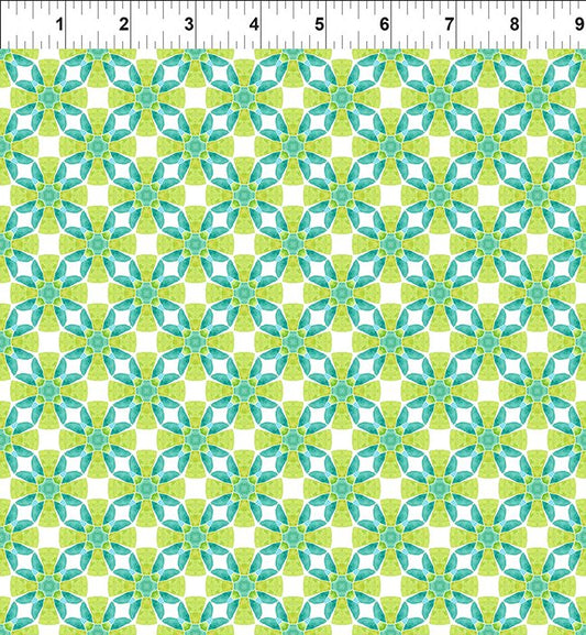 Dragon Friends - Lime Geometric Shapes Cotton Fabric