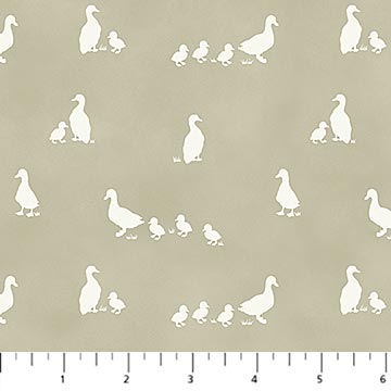 Ducklinks on green from the Tiny Waddles Collection cotton fabric