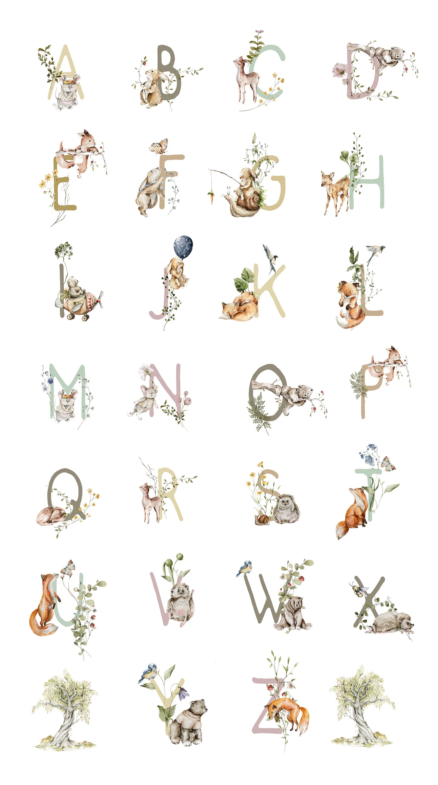 Animal ABC Alphabet Fabric Panel