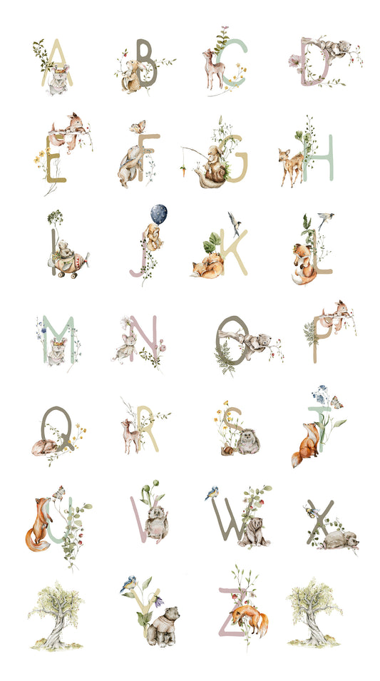Animal ABC Alphabet Fabric Panel