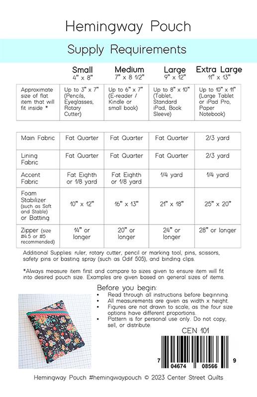 Hemingway Pouch Bag Pattern