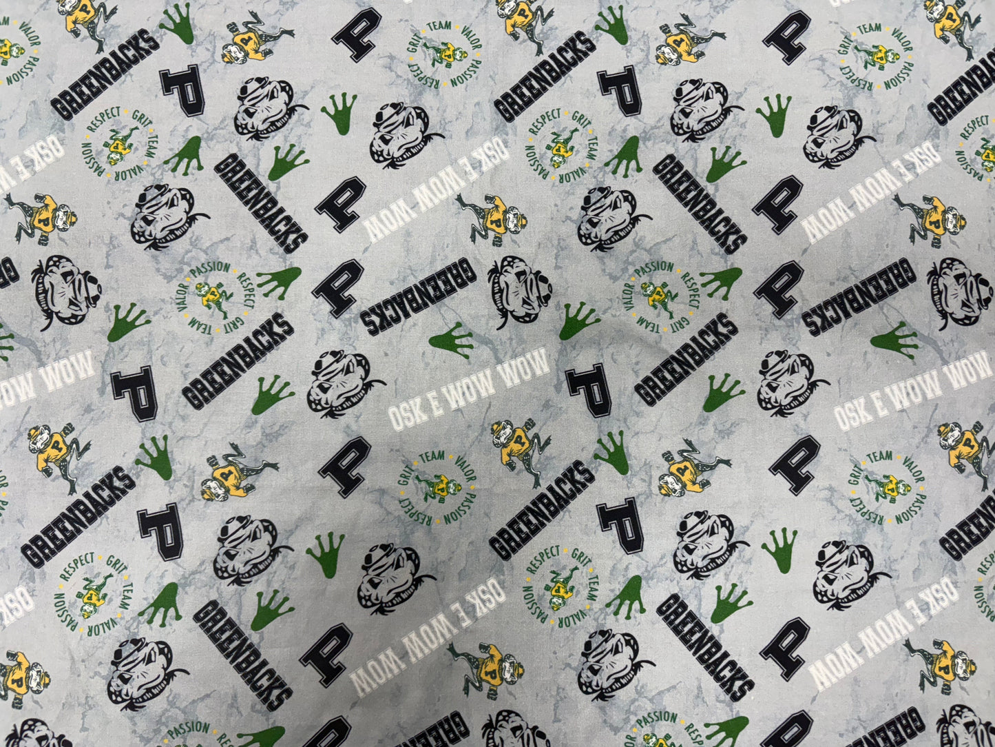 Pratt Greenbacks OSK E WOW WOW Grey Custom Cotton Quilting Fabric