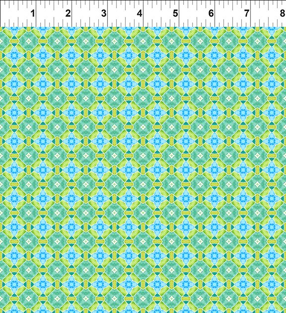 Dragon Friends - Green Geometric Shapes Cotton Fabric