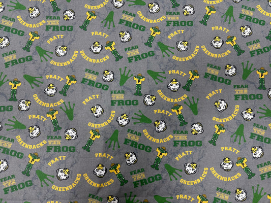 Pratt Greenbacks Fear the Frog Custom Cotton Quilting Fabric