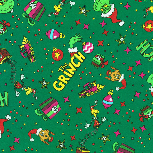 Evergreen Grinch Christmas Cotton Fabric