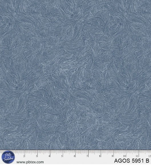 A Garden of Stitches Tone on Tone Blue Cotton Fabric by PB Textiles