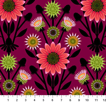 Iconic, Eggplant Floral Cotton Fabric by Anna Maria Perry for Northcott