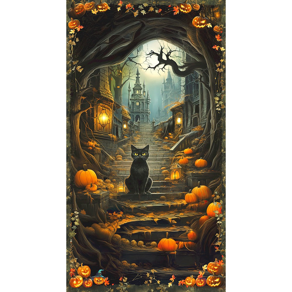 Spooky Cat Fabric Panel