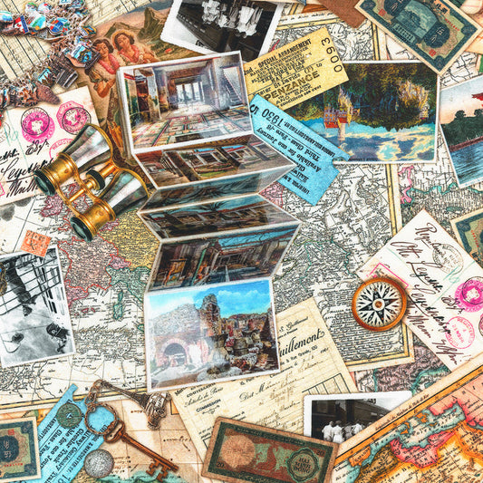 Maps and Travel Cotton Fabric from the Vintage Voyage Collection by Robert Kaufman