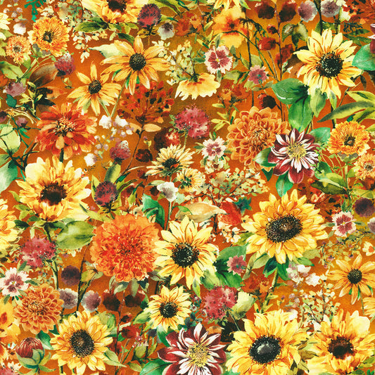 Rust Floral Cotton Fabric