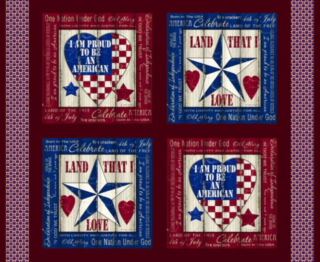 American Pride Patriotic Fabric Blocks Pillow Panel