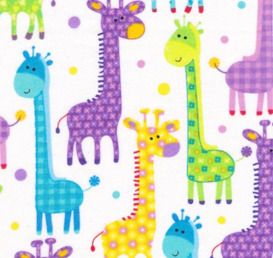 Baby Giraffe, long neck flannel Fabric