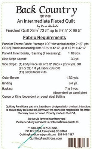 Back Country Quilt PDF Pattern by Quilting Renditions