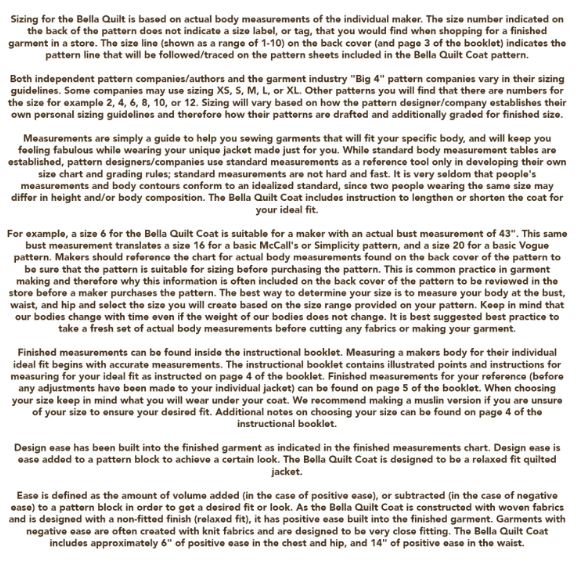 Bella Quilt Coat / Jacket Pattern