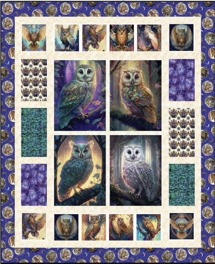 Mystic Owl  Fabric Panel Quilt Kit