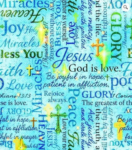 Blessed Words Cotton Quilting Fabric