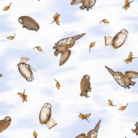 Winnie the Pooh Light Blue Owls Cotton Fabric