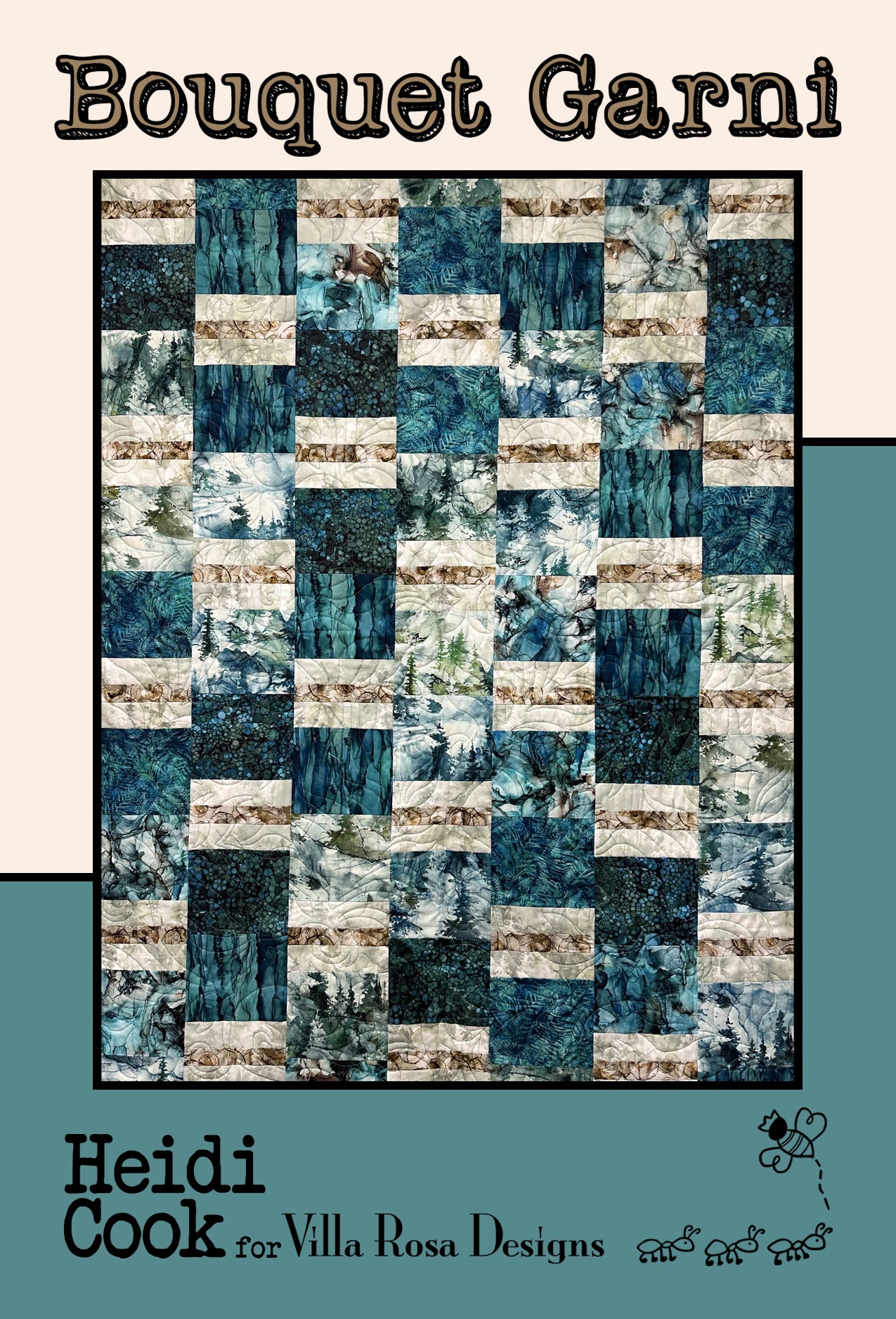 July 2024 PDF Quilt Pattern Collection of 5 digital patterns by Villa Rosa Designs, including 1776, Accordian, Bouquet Garni, Satterlee, Shiloh