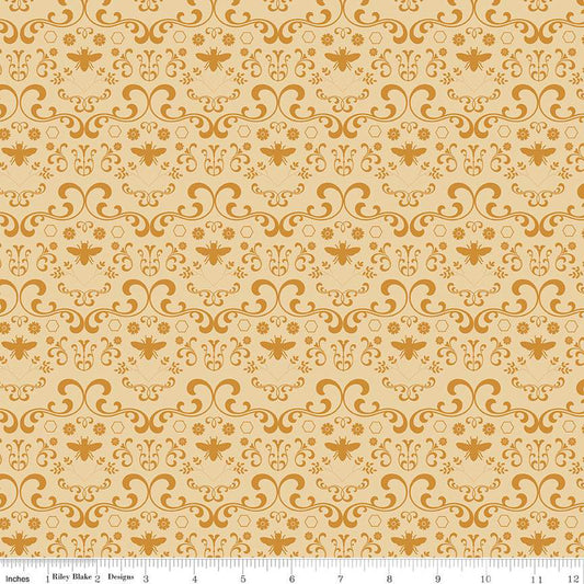 Daisy Fields Damask Light Honey Fabric