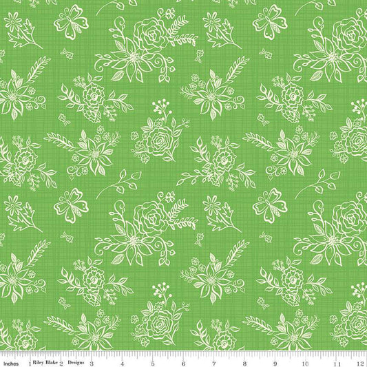 Gingham Cottage Tonal Green Cotton Fabric *