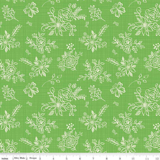 Gingham Cottage Tonal Green Cotton Fabric