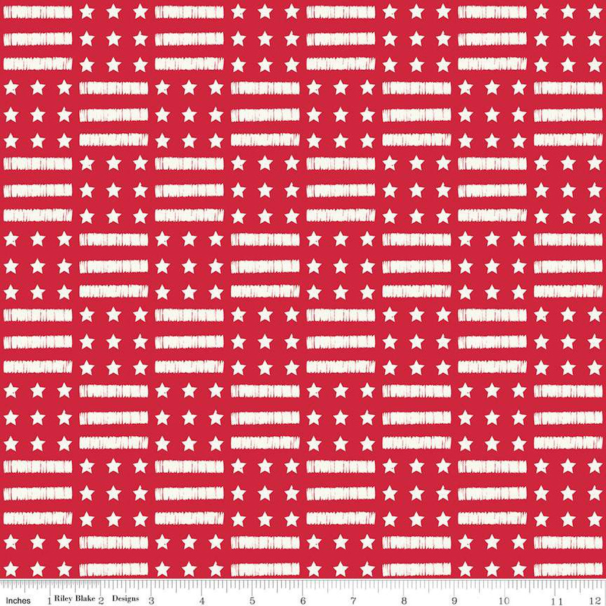 Land of the Brave Stars and Stripes Red Cotton Fabric *