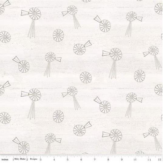 Spring Barn Quilts Windmills Parchment Cotton Fabric