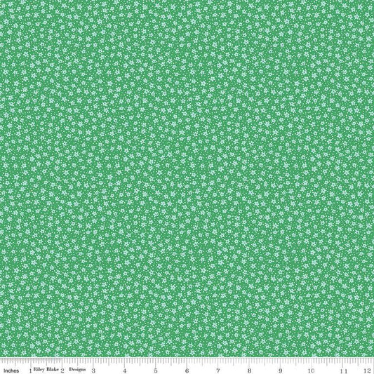 Playtime 30's Ditsy Kelly Green Fabric by Lindsay Wilks for Riley Blake *
