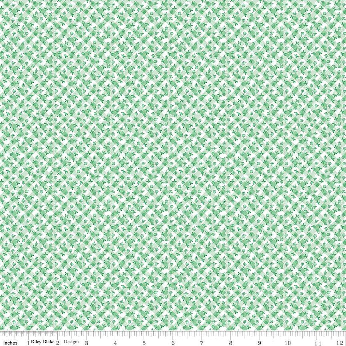 Playtime 30's Ditsy Gingham Green Fabric by Lindsay Wilks for Riley Blake *