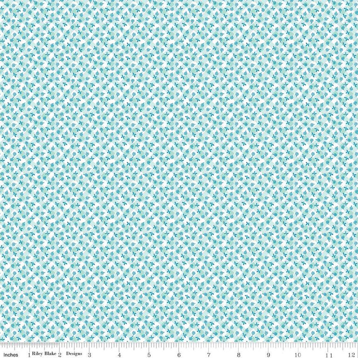 Playtime 30's Ditsy Gingham Mist Blue Fabric by Lindsay Wilks for Riley Blake *
