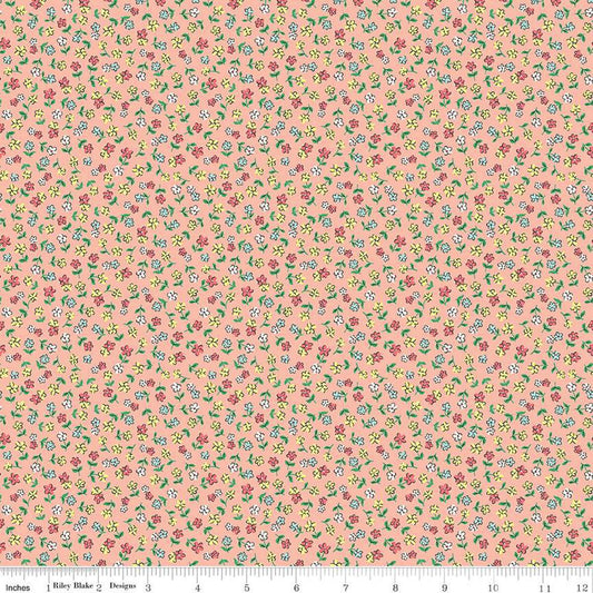 Playtime 30's Ditsy Flowers Apricot Fabric by Lindsay Wilks for Riley Blake *