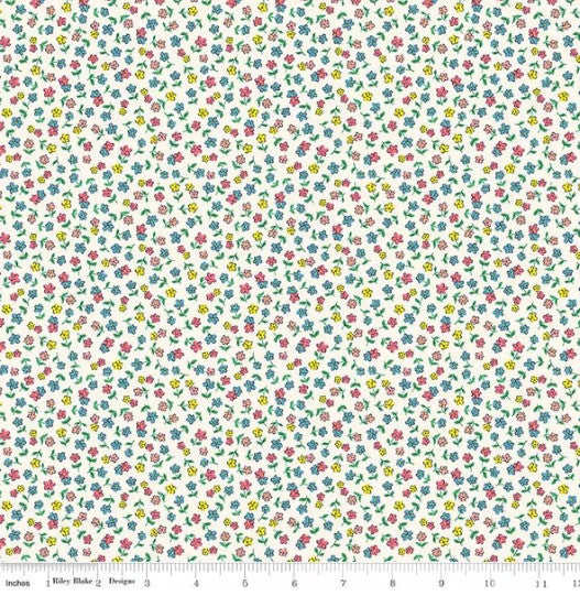 Playtime 30's Ditsy Flowers Cloud Fabric by Lindsay Wilks for Riley Blake *