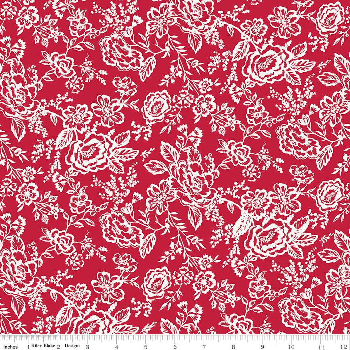 Red Delicious Apple Tart Red Floral for Riley Blake *