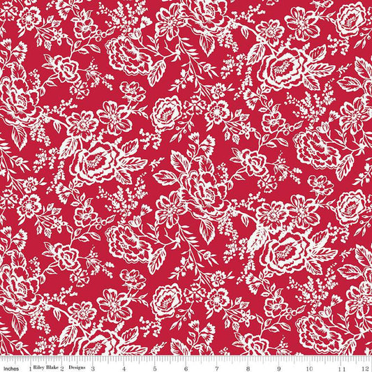 Red Delicious Apple Tart Red Floral for Riley Blake *