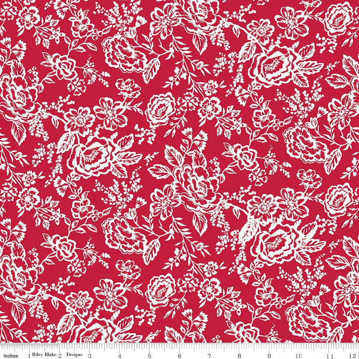 Red Delicious Apple Tart Red Floral for Riley Blake