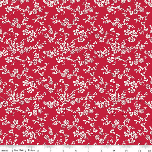 Red Delicious Velvet Red Floral for Riley Blake