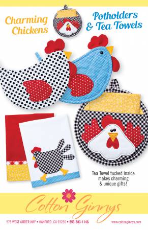 Charming Chickens Potholders & Tea Towels Pattern