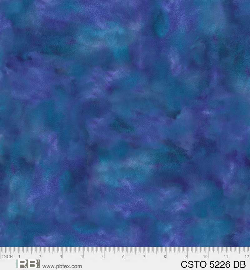 Dark Blue Color Stories Mixed Watercolor Texture Cotton Fabric