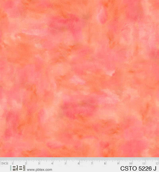 Coral Color Stories Mixed Watercolor Texture Cotton Fabric