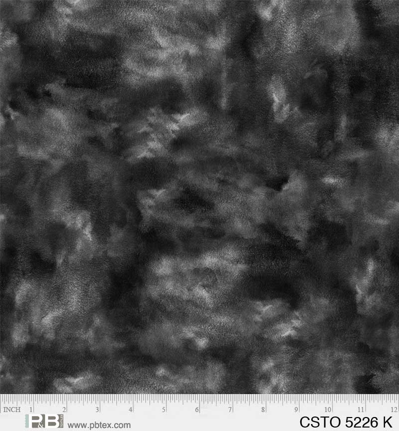 Black Color Stories Mixed Watercolor Texture Cotton Fabric